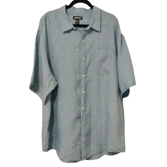 Lands' End Mens Blue Short Sleeve Traditional Fit Collared Linen Shirt Sz 2XLT - Picture 5 of 6